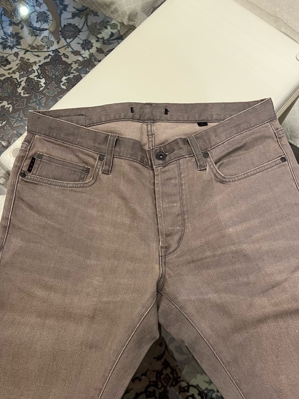 John Varvatos Slim Straight Jeans in Taupe